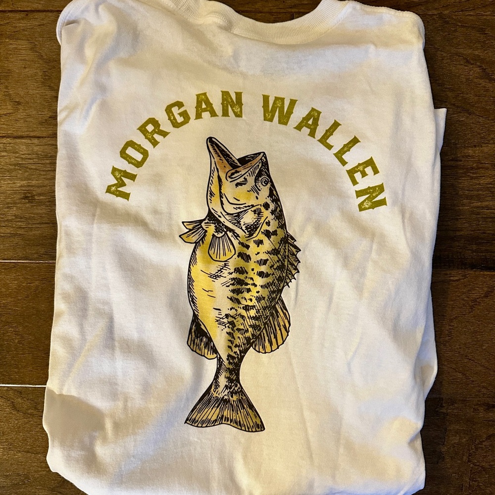 Morgan Wallen Fish Graphic T-Shirt - White and Gold